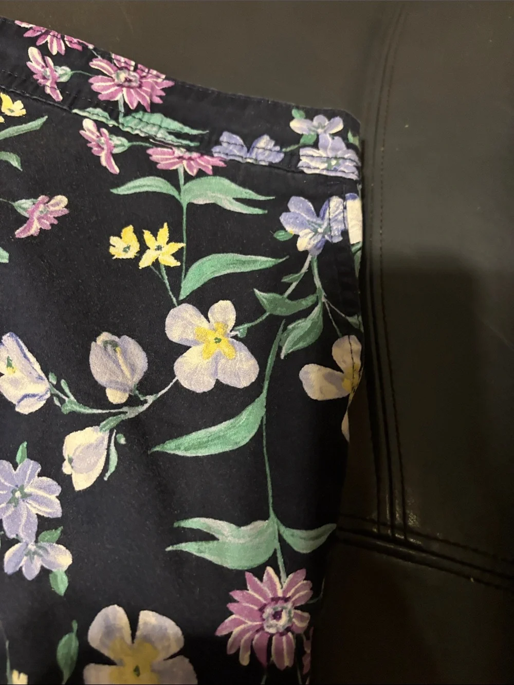 Karen Scott Navy Floral Skort with Yellow & Lavender Blooms